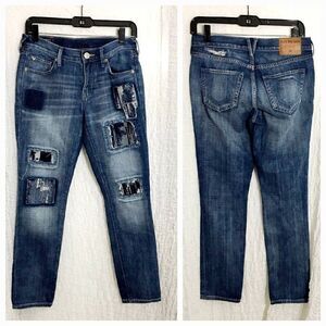 True Religion "Cameron" Patched Distressed Jeans Size 25